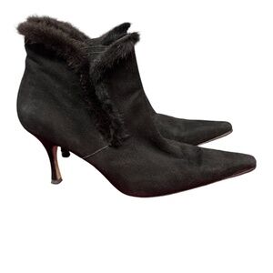 Schutz Ankle Boots, Black Suede Leather, Size 8 B